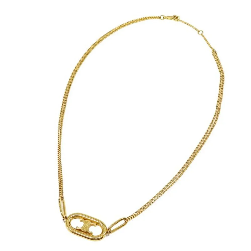 Celine Necklace Triomphe Gold 2 Strand Necklace Accessories - Picture 2 of 13